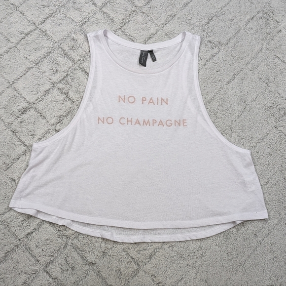 Sweaty Betty Tank Top Women's M White No pain No Champagne Racerback Muscle - Picture 1 of 5
